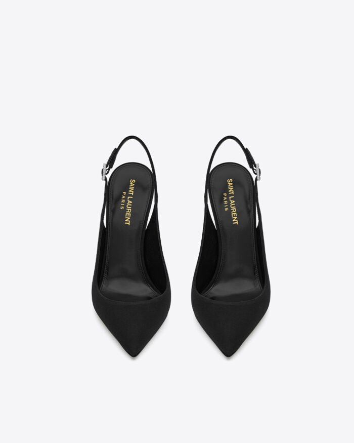 Saint Laurent crystal buckle slingback pumps1