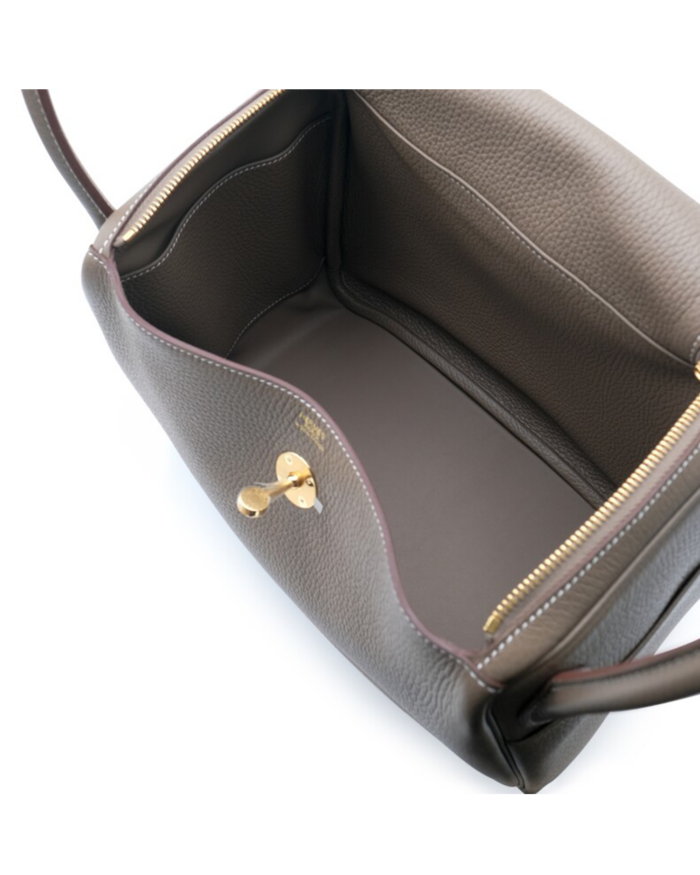 Hermes Etoupe Clemence Lindy 30 Gold Hardware3