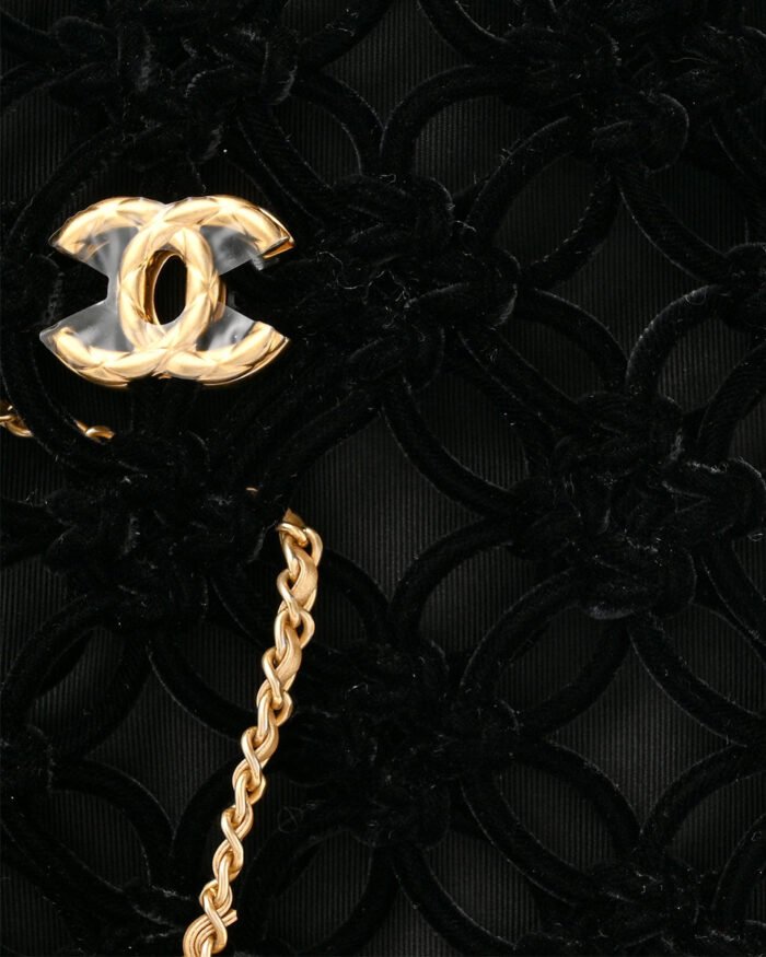 Chanel Braided Velvet Metallic Lambskin Precious Net Tote Black5