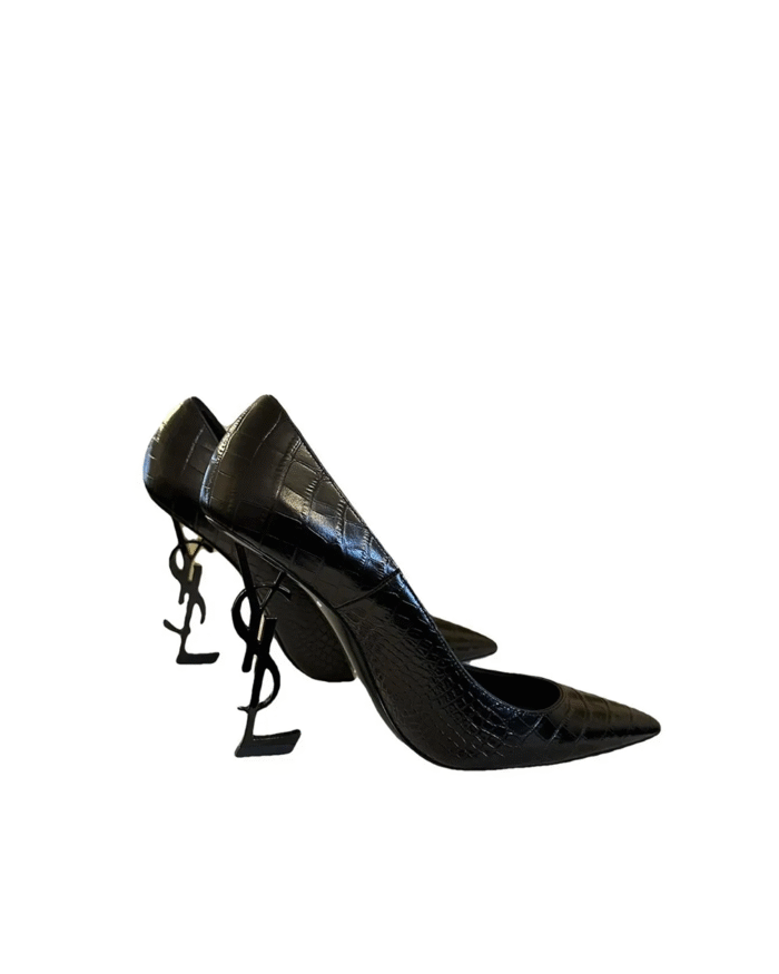 Saint Laurent Calfskin Crocodile Embossed Opyum 110 Pumps4