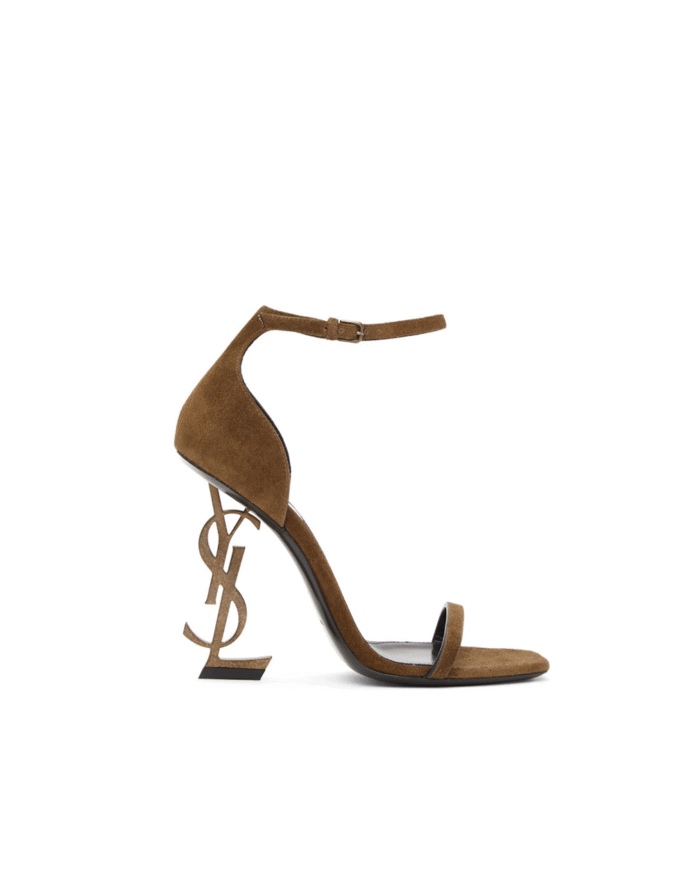 Saint Laurent Opyum YSL Heel Suede Sandals Bergdorf Goodman